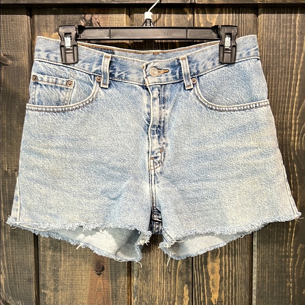 Levi's Denim Cut Offs Shorts High Rise 7 Vtg Look Classic Preppy Casual Staple